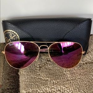 Ray Ban pink gold Aviator Flash sunglasses 3025 58